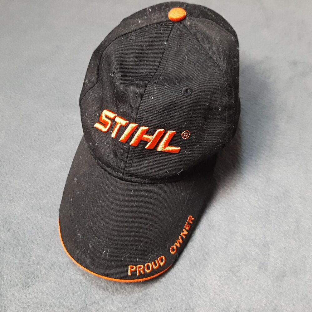 STIHL Hat Cap Men One Size Black Orange Strapback Proud Owner Baseball Trucker